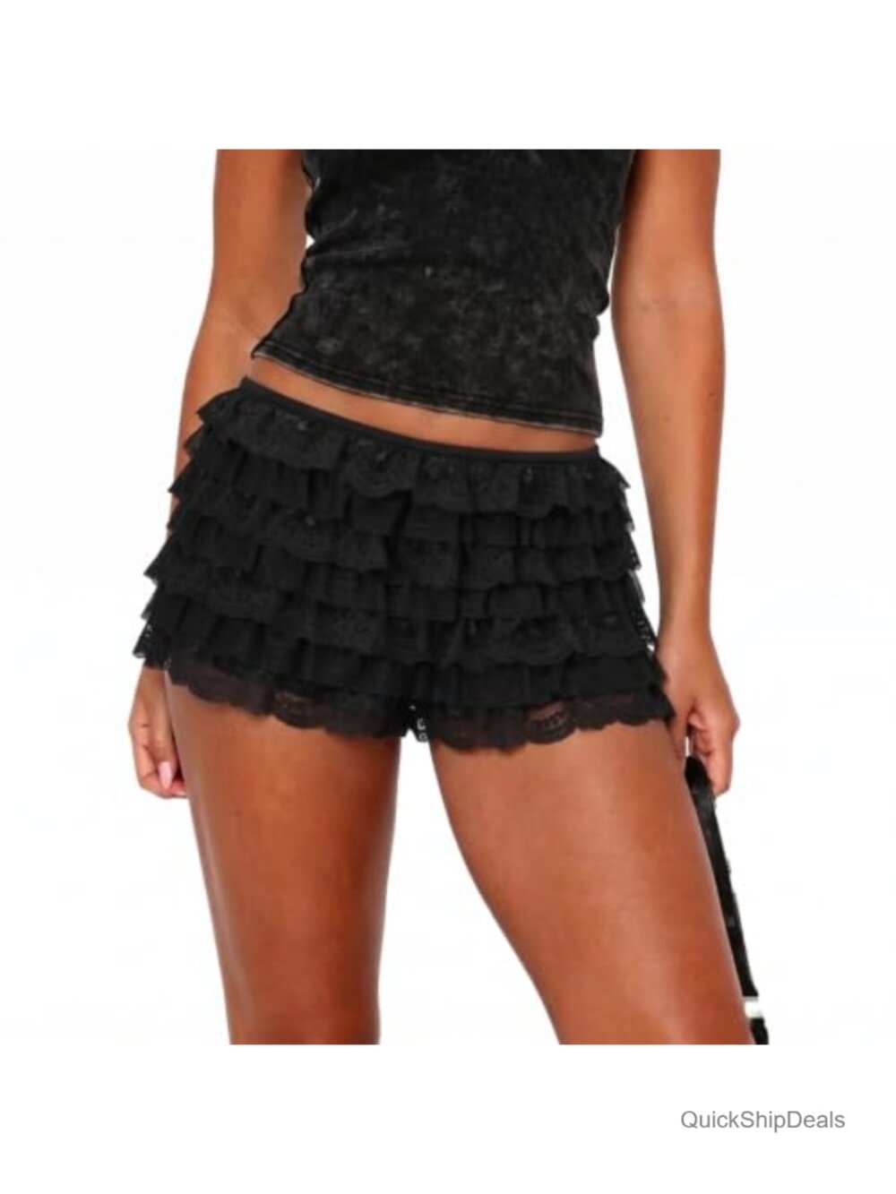 Lace Ruffle Bloomer Shorts Skort Front Skirt Dance Shorts
